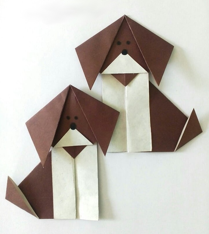Бумажная собачка оригами из бумаги для детей и начинающих.