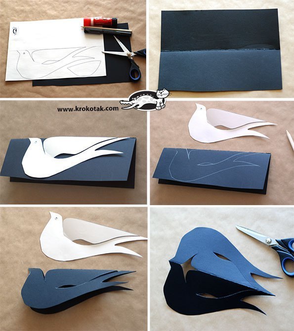 Классическая оригами ласточка из бумаги для детей